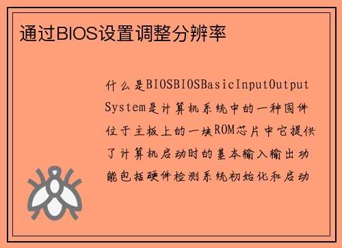通过BIOS设置调整分辨率